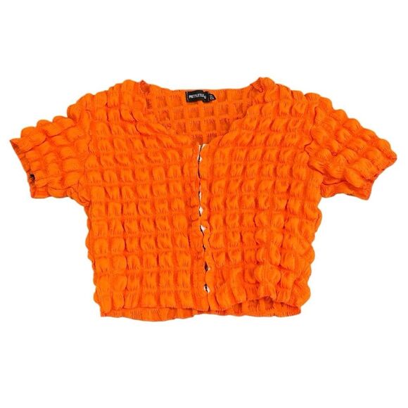 PLT Women's Orange Popcorn Hook & Eye Blouse Size 6 - Picture 6 of 9